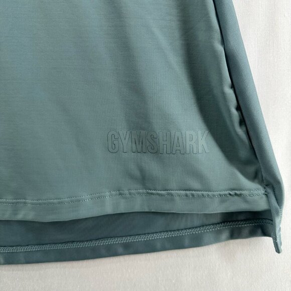 Gymshark LustreTank Top Women Sz M Scoop Neck Racerback Cut Out Stormy Turquoise - Picture 10 of 11